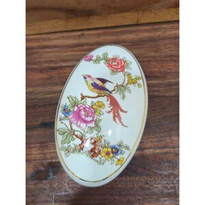 Vintage Hollohaza Hungary Oval Porcelain Trinket Box